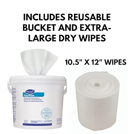Diversey EasyWipe Disposable Wiping System - Pair with Oxivir Disinfectants, 125 Wipes (6 Pack)