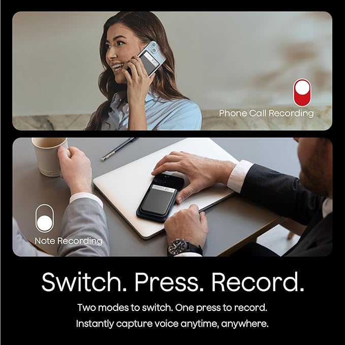 AI Voice Recorder, Note Voice Recorder w/Case, App Control, Transcribe & Summarize with AI Technology, Support 112 Languages, 64GB Memory, Audio Recorder for Lectures, Meetings, Calls, Silver