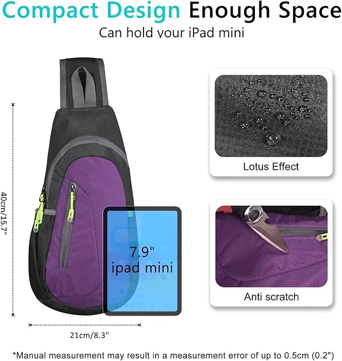 TITECOUGO Small Sling Bag, Lightweight Crossbody Backpack for Men Women, Shoulder Bag for Sports and Outdoor