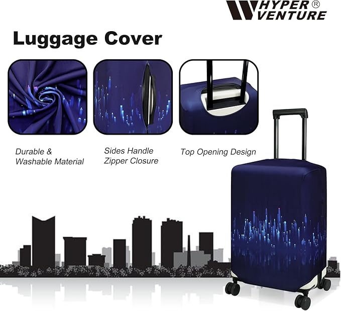 HYPER VENTURE Washable Luggage Cover - Fashion Suitcase Protector Fits 18-22 Inch Luggage (Nightscape, S)