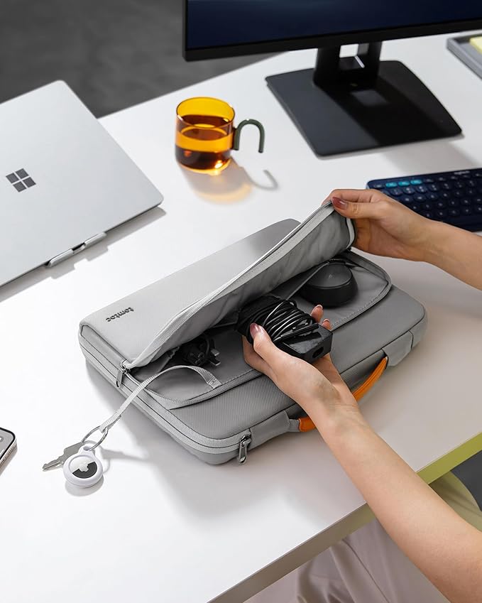 tomtoc 360° Protective Laptop Sleeve for 13.5-14.4 Inch Surface Laptop 6/5/Studio 2/1, Surface Book, Water-Resistant Shockproof Carrying Case Bag for Acer Aspire/Swift, ASUS Vivobook/Zenbook 14, Gray