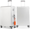 Mvst Luggage Premium All Aluminum Magnesium Carry On 20'' Lightweight Metal,Suitcase with Spinner Wheels Built-in Toiletry Set, Luggage Protector（silvery） (Silver, 29inch)