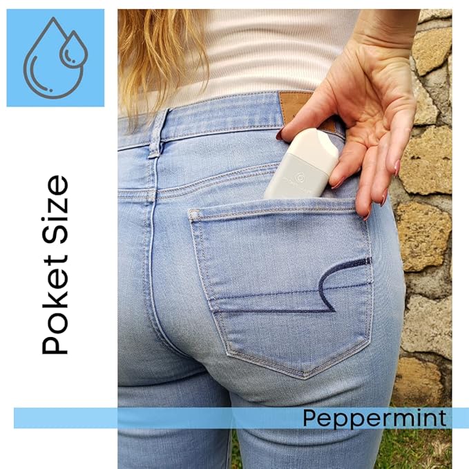 POCKET CARE | 2 Pack Peppermint Hand Cleanser Moisturizing Spray 1 Fl OZ- for Hands | Organic | Travel Size - Travel Accessories | 100% natural