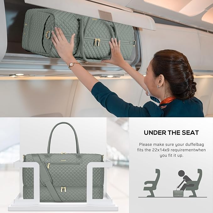 Travel Bag Weekender Bags for Women - Carry on Overnight Bag with Shoe Compartment Duffle Bag with Laptop Pocket Hospital Bag for Labor Delivery Gym Tote Bag with Toiletry Bag Dark Green