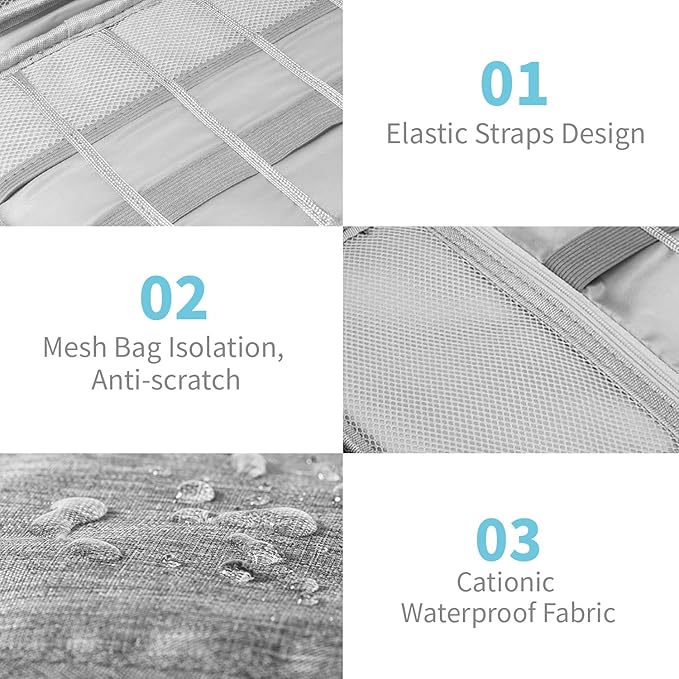 Electronics Organizer Travel Case,Electronic Accessories Storage Bag,Portable Waterproof Cable Organizer Bag,Travel Cord Organizer Bag for Small Charging Cord Storage,Cables,SD Card (Grey)