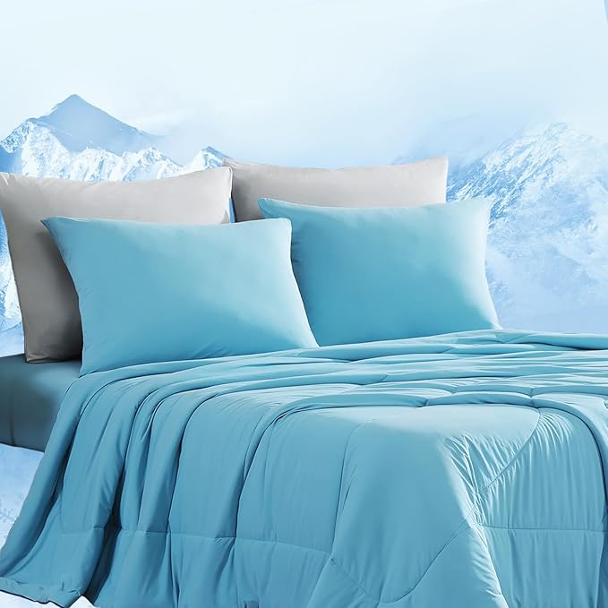 Dream Valley® Outlast® Deepsleep Cooling Comforter, Twin Size, NASA-Grade Space Technology Cooling Blanket for Hot Sleepers Night Sweats, Q-Max > 0.45 Aerocool™ Breathable, Dream Blue, 68"x90"