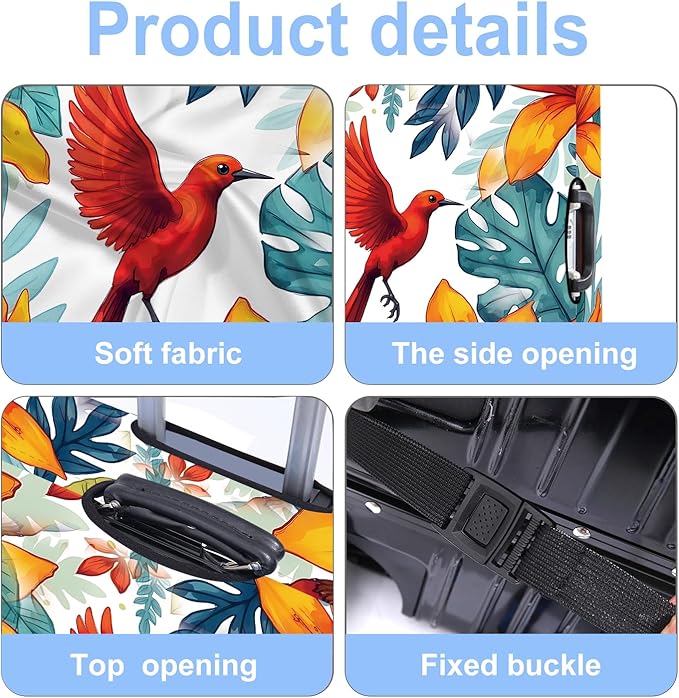 Luggage Cover Washable Suitcase Protector Anti-Scratch,Stretchable Fit for 20-34Inch Luggage Durable Travel Bag Cover with Zipper Closure (Bird, L(fits 28-30Inch suitcase))