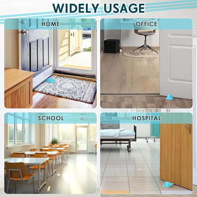 Frienda 4 Pcs Jumbo Door Stoppers Heavy Duty Door Stopper Tall up to 2inch Tall Wedge TPR Large Wedge Stackable Big Rubber Doorstop for Hotel Carpet Hardwood Concrete and Tile (Blue)