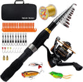 Collapsible Fishing Rod and Reel Combo, BalanZze Telescopic Fishing Rod with Spinning Reel, Portable Collapsible Fishing Pole Kit for Saltwater and Freshwater