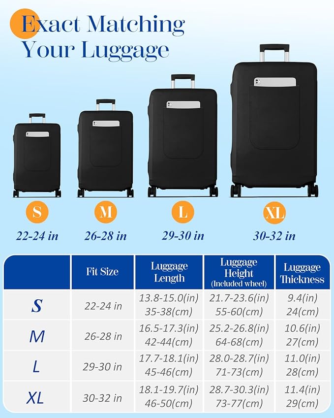 Slohif Luggage Cover for Suitcase Tsa Approved Protector - Luggage Sleeve Suit Case Cover Travel Stretch Large Baggage Case Protective Washable Fit 26-28 Inch Black