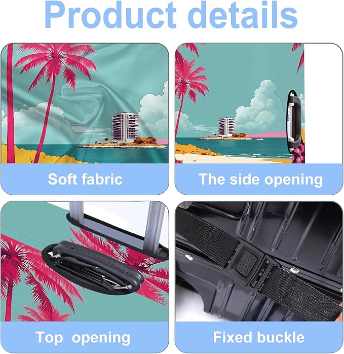 Luggage Cover Washable Suitcase Protector Anti-Scratch,Stretchable Fit for 20-34Inch Luggage Durable Travel Bag Cover with Zipper Closure (Beach, M(fits 24-26Inch suitcase))