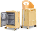 TABU 20" Ride-on Luggage with Seat，Front Opening Carry-On Hardshell Ride On Suitcase with Built-in Charging Port, 360° Lockable Spinner and TSA Lock, for Kids & Adults, Yellow