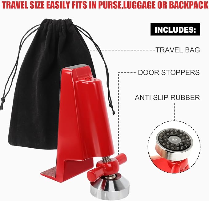 Door Stoppers Security,Portable Door Lock Brace for Home Security and Personal Protection,Apartment Hotel Door Lock,Security Jammer Stopper for Women,Personal Protection (no Alarm)