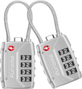 Puroma 2 Pack TSA Approved Luggage Lock, 4 Digit Combination Travel Locks Resettable Code Lock with Zinc Alloy Body for Suitcase, Toolbox, Backpack, Bag, Gym Locker (Silver)