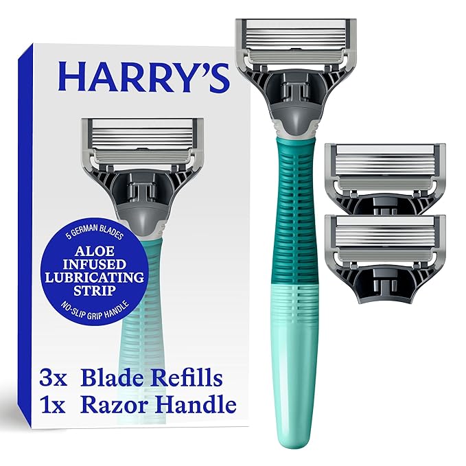 Harry's Shaving Kit for Men - Razor Handle and 3 Razor Blade Refill Cartridges - Sage
