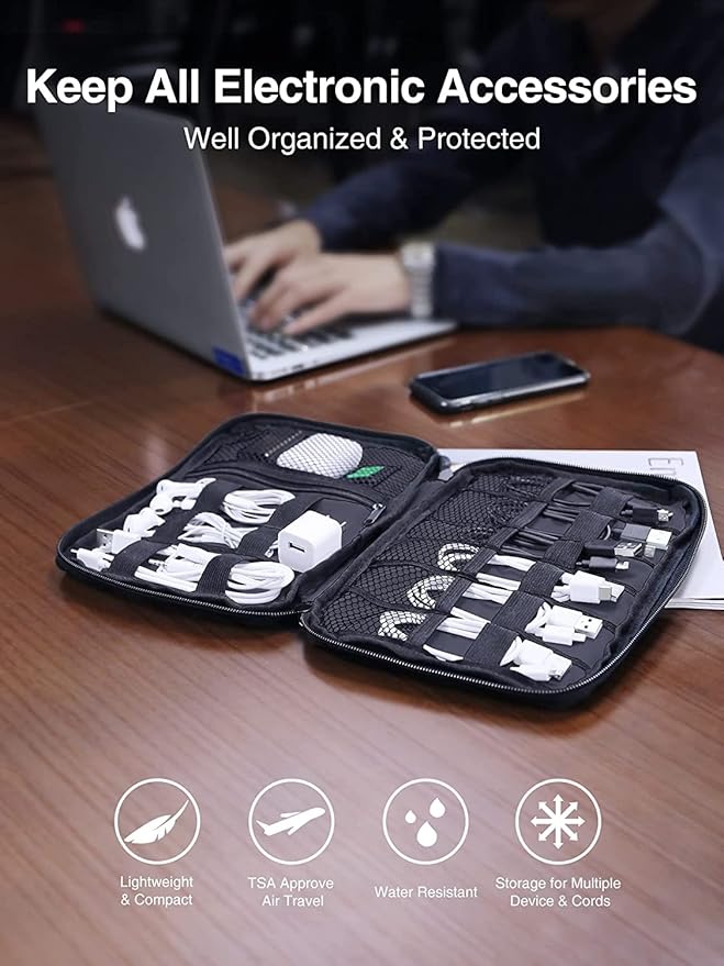 Luxtude Cord Organizer Bag, Travel Cable Organizer Bag, Electronic Organizer Travel Case for Chargers and Cords, Tech Bag & Charger Case, Flying Essentials for Electronics Items/USB,etc