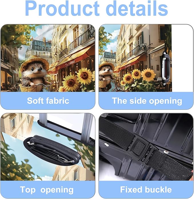 Raccoon Luggage Cover Washable Suitcase Protector Anti-Scratch,Stretchable Fit for 20-34Inch Luggage Durable Travel Bag Cover with Zipper Closure (M(24-26inch suitcase))