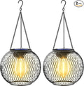 UBright Solar Lanterns Lights Outdoor Waterproof Metal Hanging Solar Powered Lights for Outside Decorative Lanterns for Garden Yard Patio Pathway, 2 Pack