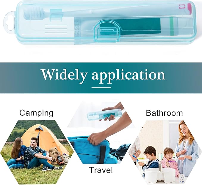 Toothbrush Case Holder 2 Pack, Clear Blue Toothbrush Travel Case Travel SizePlastic Toothbrush Holder Toothpaste Storage Container Portable for Traveling, 7.87 x 1.85 x 1.18”