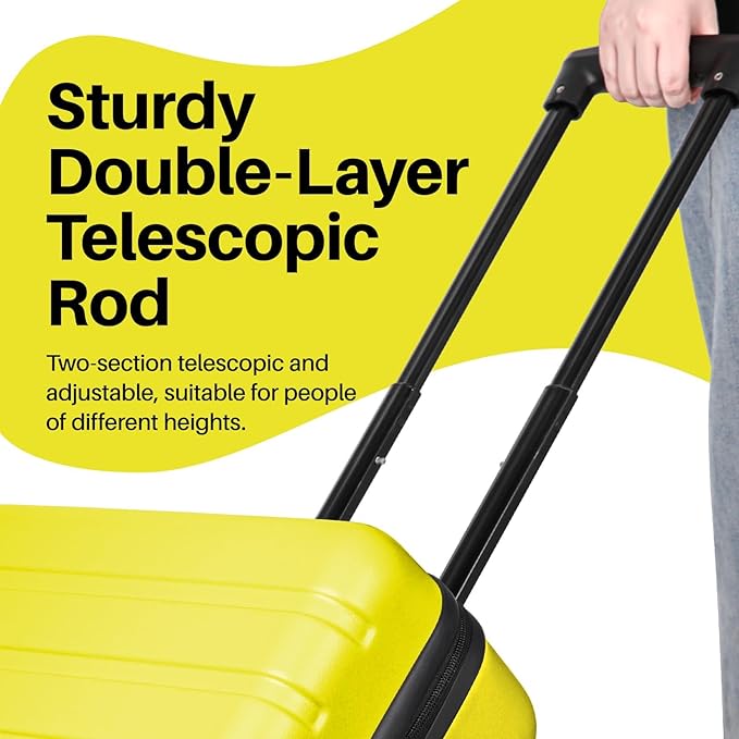 AnyZip Suitcase Hardside PC ABS Lightweight USB Luggage with Wheels TSA Lock Checked-Large 28 Inch Yellow