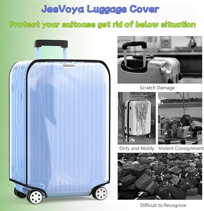 Luggage Cover Clear PVC Suitcase Cover Thick Transparent Waterproof Suitcase Protector for 20"/24"/28"/30" inch