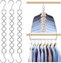 3 Pack Space Saving Hangers for Clothes, Heavy Duty 30Lbs Capacity Magic Clothes Space Saver Sturdy Metal Hanger Organizer with 360° Swivel Hook, Closet Organizers Storage Dorm Essentials Silver