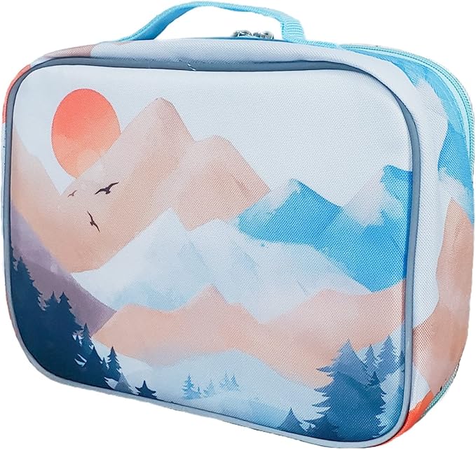 Fenrici Watercolor Lunch Box for Girls, Kids, Teens, Women Insulated Lunch Bag, Soft Sided Compartments, Spacious, BPA Free, Food Safe, 10.8in x 8.5in x 2.8in (Limited Edition)