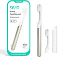 Quip Metal Sonic Toothbrush, Electric Toothbrush for Adults –Time Travel & Soft Bristles with Travel Case & Replaceable Brush Head -3-Month Battery Life - Moonrise Champagne