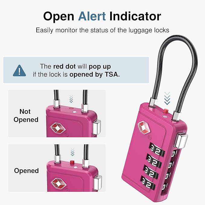 Puroma TSA Approved Luggage Travel Locks with Open Alert Indicator, 4 Digit Combination Resettable Code Zinc Alloy Lock for Suitcase, Backpack, Bag, Toolbox, Locker (2 Pack, Green)