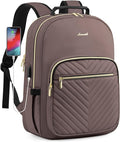 LOVEVOOK Laptop Backpack for Women, Large Capacity Travel Computer Work Bag with 17-inch Laptop Compartment, Business Nurse Backpack Purse, Hiking Outdoor Carry On Backpack, Brown