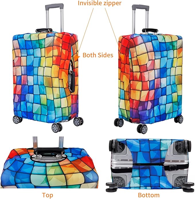MosaiRudo Travel Luggage Covers For Suitcase Tsa Approved,Suitcase Cover Protector Fit 18-32 Inch Luggage Travel Accessories (T2506, XL)