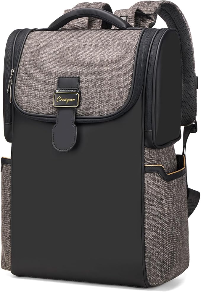CROSSGEAR Casual Daypack Backpack, Lightweight, Shock-absorbing Padding Strap, Breathable Back, Work Business Laptop Backpack for Men, Multi-Pocket, Water-resistant, 14” Laptop Compartment, 24L