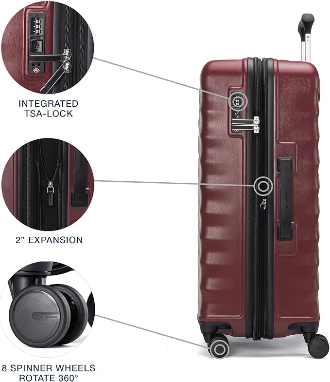 Travelpro Maxlite Air V2 Hardside Expandable Luggage, 8 Spinner Wheels, Lightweight Hard Shell, TSA lock, Cabernet, 2-Piece Set (21/25)
