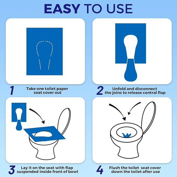 YGDZ Toilet Seat Covers Disposable (110 pack), XL Flushable Toilet Seat Covers Travel Paper Toilet Seat Cover for Kids Potty Training, Adults, Biodegradable Travel Essential Accessories for Airplane