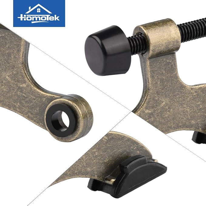 HOMOTEK 8 Pack Hinge Pin Antique Brass Door Stopper,Adjustable Deluxe Heavy Duty Door Stopper 2-1/2"x1-3/4”,with Black Rubber Bumper Tips