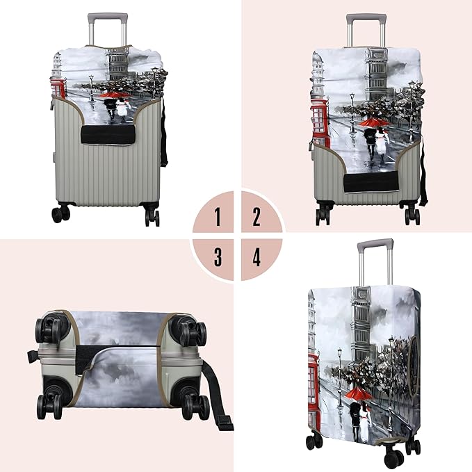 Travel Luggage Cover Suitcase Protector Fits 18-32 Inch Wheel Covers PatternedTravel Related Items Flower Luggage Protector Elastic L