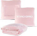 Lightweight Travel Blanket - Premium & Compact Airplane Wearable Blanket with Neck Snaps, Cozy Foot Pockets, Zipper Pouch - Converts into Soft Pillow - Designed for Ultimate Comfort - Rose