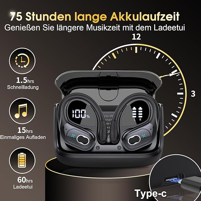 AI Translation Earbuds Real Time, 164 Language Translator Earbud 3-in-1 Bluetooth 5.4 Translator Earbuds with 6 Translation Modes, 75H Translators Headphones with APP for Travel Business, Black