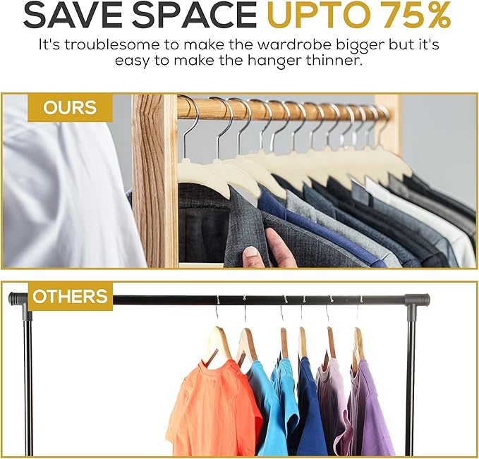 Premium Ivory Velvet Hangers 30 Pack – Space Saving Felt Hanger, Non Slip Clothes Hangers for Closet, Heavy Duty Hanger for Coats, Shirts & Pants, 360° Swivel Hook, Hold Up to 10lbs