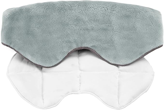 Sivio Weighted Eye Mask for Sleeping, Cooling & Cozy Reversible Blackout Sleep Mask for Women & Men, Microwave Freezable Heavy Blindfold for Migraine, Travel, Meditation, 0.55lbs, Grey