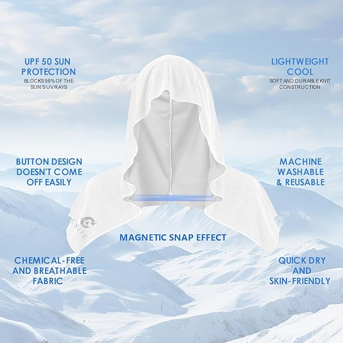 3 Pack Cooling Hoodie Towels for Neck and Face, UPF 50 Sun Protection & Instant Cooling, Ice Towels for Hot Weather, Soft Breathable Towel for Sport, Work Out, Gym, Camping & More Activities