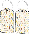 Luggage Tags for Suitcases, 2-Pack PU Leather for Cruise & Travel, Baggage ID Tags with Privacy Cover & Address Card, Durable Metal Ring, Kids Adults Travel Accessories, Dancing Notes