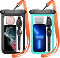 Temdan 2 Pcs Waterproof Phone Pouch, [Up to 10" Large] Universal IPX8 Waterproof Cell Phone Case Dry Bag with Lanyard for iPhone 16 Pro Max/16E/15/14/13,Galaxy S25 Ultra/S24/S23 for Vacation -Green