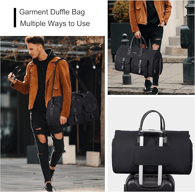 Modoker Garment Convertible Weekender Bag,Carry on Canvas Garment Duffle Bag Heavy Duty Overnight Bags for Men Women