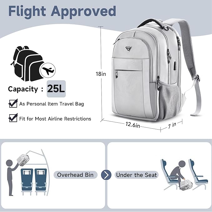 Multipocket TSA Travel Laptop Backpack for Men, Anti-Theft Business Daypacks, Airline Approved Personal Item Work Bag,Water Resistant 16 Inch Work Computer Backpack