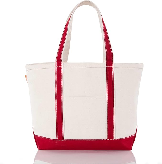 CB STATION Medium Classic Canvas Tote Bag for Women, Top Zipper Closure, Outer Pocket, Daily Essentials, Groceries, Traveling