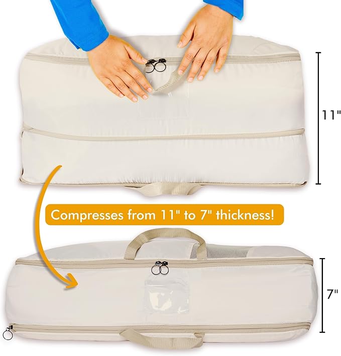 2-pack XXL Comforter Storage Bag - Space Saving Compression Bag for Pillows, Blankets, Bedding -Collapsible Extra Large Mesh Packing Cube - Queen King (2-pack Large Size 28x20x11")