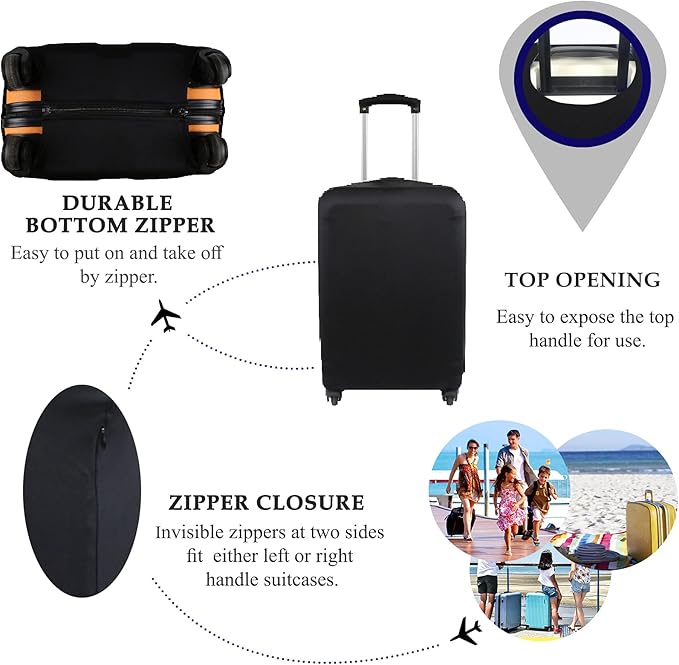 Explore Land Travel Luggage Cover Suitcase Protector Fits 27-30 Inch Case (Black, L)