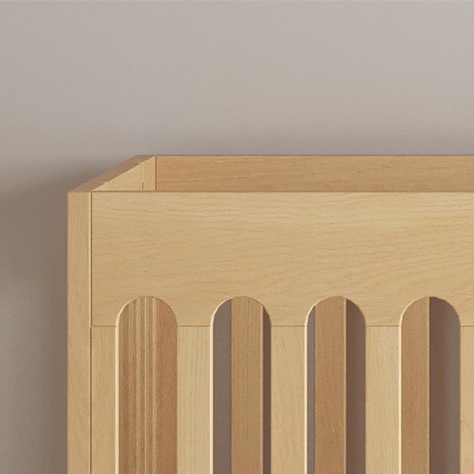 Foundations Boutique Folding Mini Baby Crib - Compact, Portable, Wooden Hotel Crib, Foldable Mini Crib for Baby & Toddlers - Includes 3" Foam Mattress, Natural