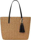 YXILEE Straw Bags For Women | M Size Travel Straw Totes Bag Woven Summer Handmade Shoulder Bag Handbag